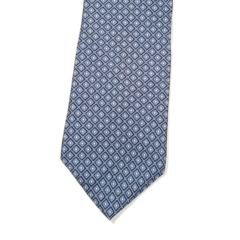 Nautica Men’s Silk Tie Blue Geometric 58 inch Designer Wide Tie New